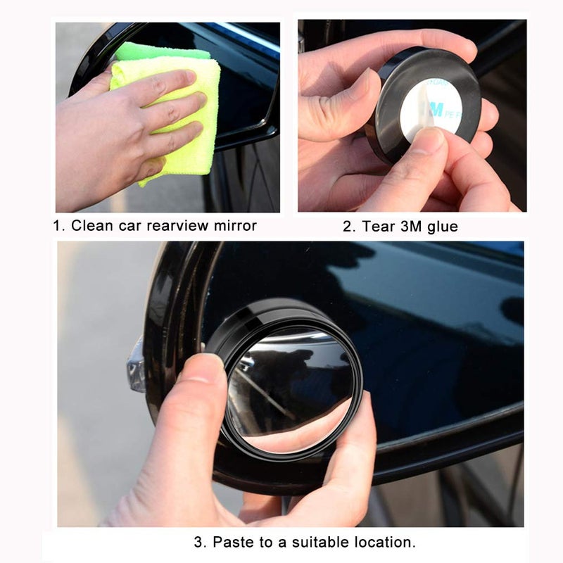 ESreake 2PCS Mini Small Blind Spot Mirror, 1.57""(40mm) Round HD Glass Convex Rear View Mirror,Strong Adhesive Mirror for Car, Van, SUV and Trucks (1-9/16""(40mm), Black frame) - Image 3